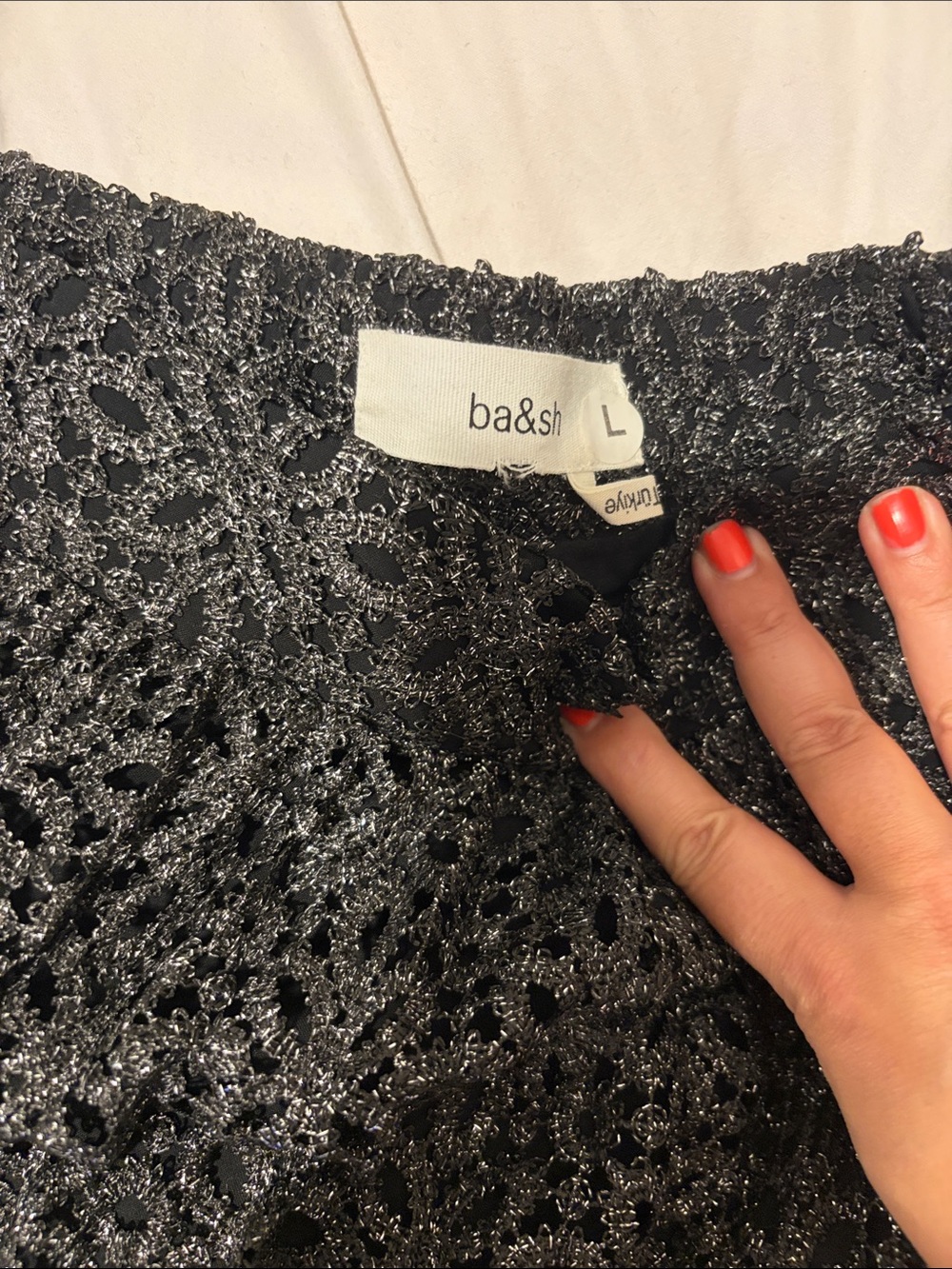 ba&sh Black Lace Maxi Skirt with Floral Crochet Overlay - Picture 2 of 2